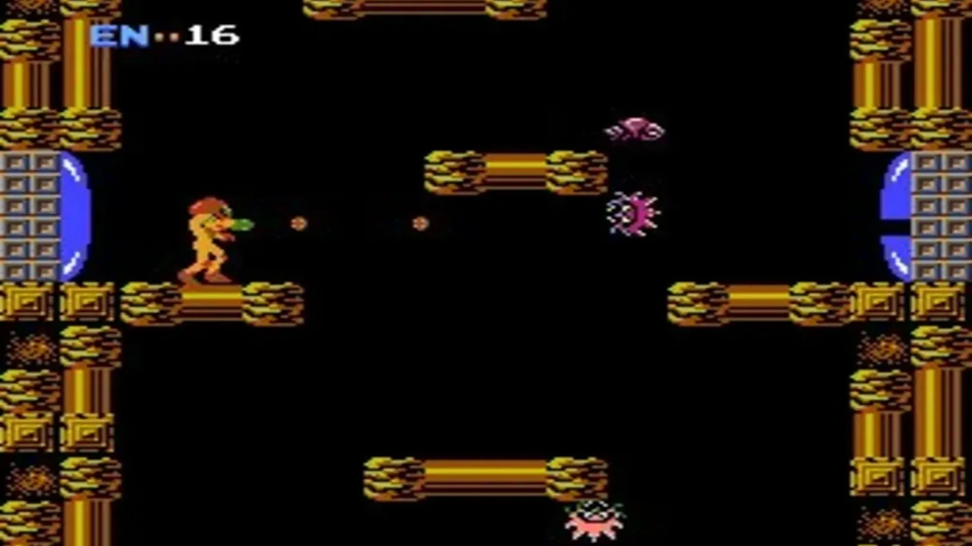 Hình ảnh gameplay của game Metroid bản gốc trên NES, thể hiện đồ họa pixel cổ điển
