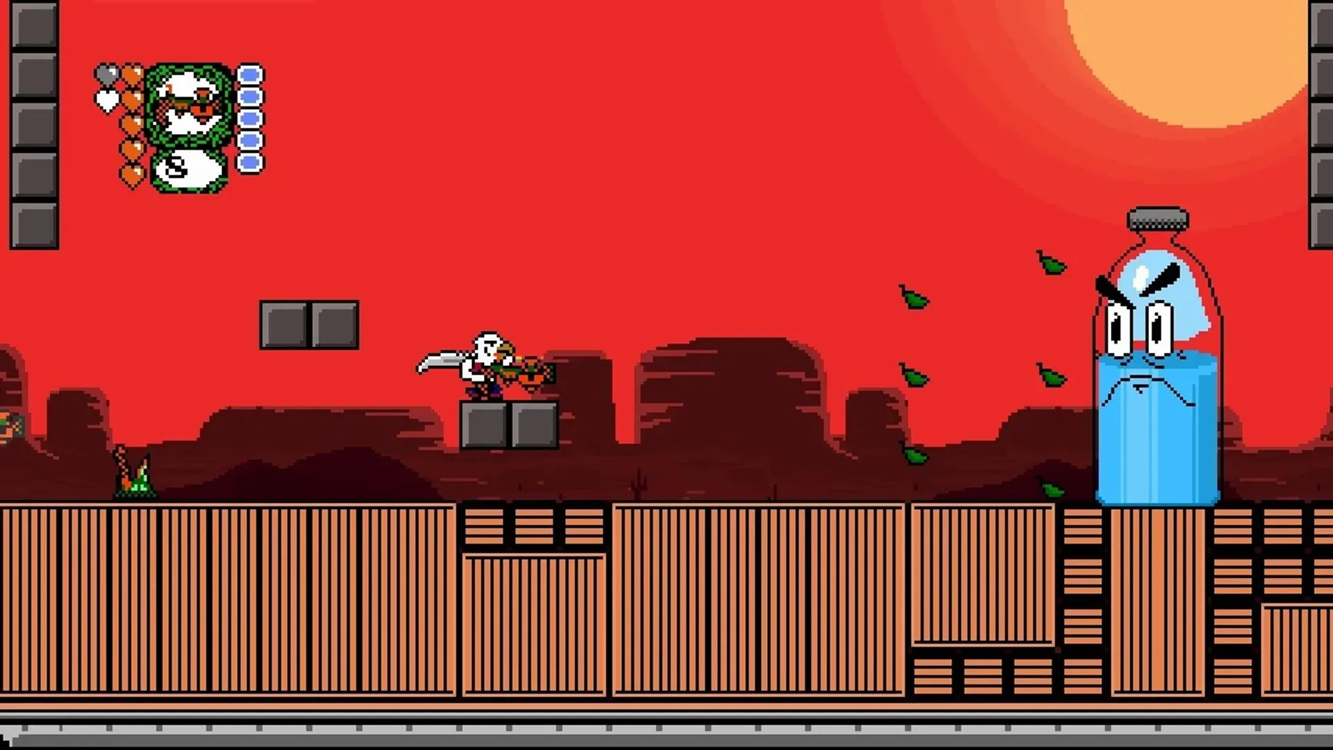 Hình ảnh gameplay của Revenge of the Bird King, một tựa game platformer hành động với nhân vật Dwayne