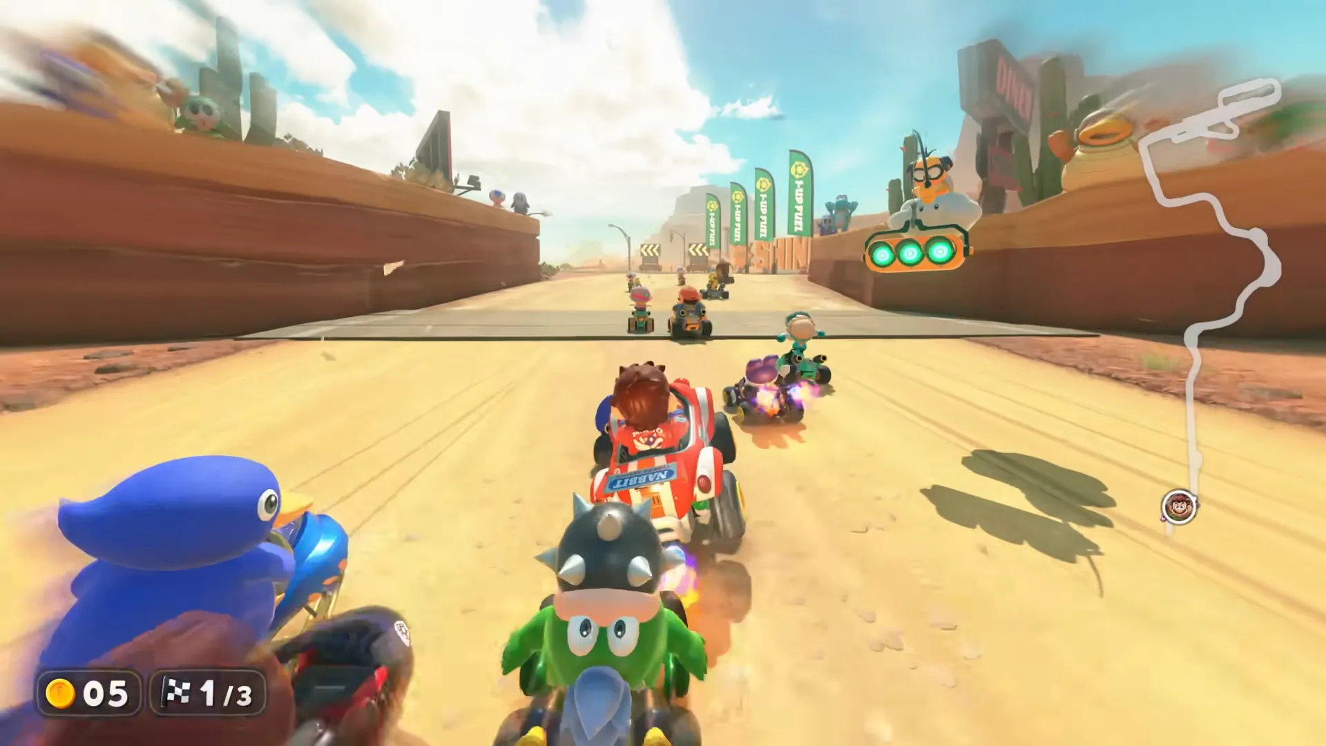 Hình ảnh gameplay Mario Kart World với nhiều tay đua trên đường đua mới trong sự kiện Nintendo Direct Switch 2