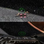 Hình ảnh gameplay Star Wars Rogue Squadron III: Rebel Strike với phi công Luke Skywalker đang chiến đấu trên bộ.
