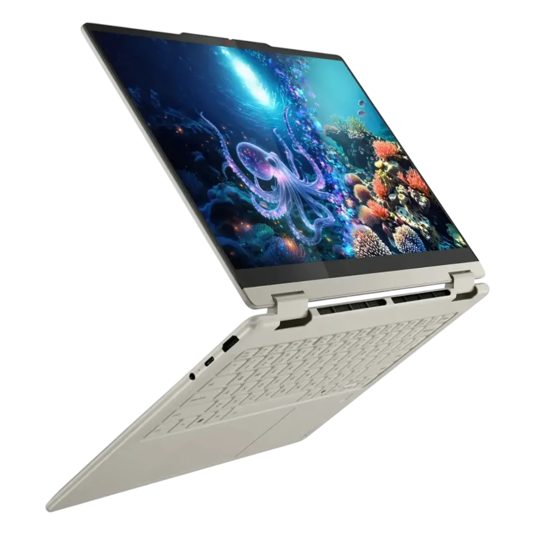 Hình ảnh laptop Lenovo Yoga 7 2-in-1 thế hệ 2025 hiển thị khả năng gập xoay đa năng