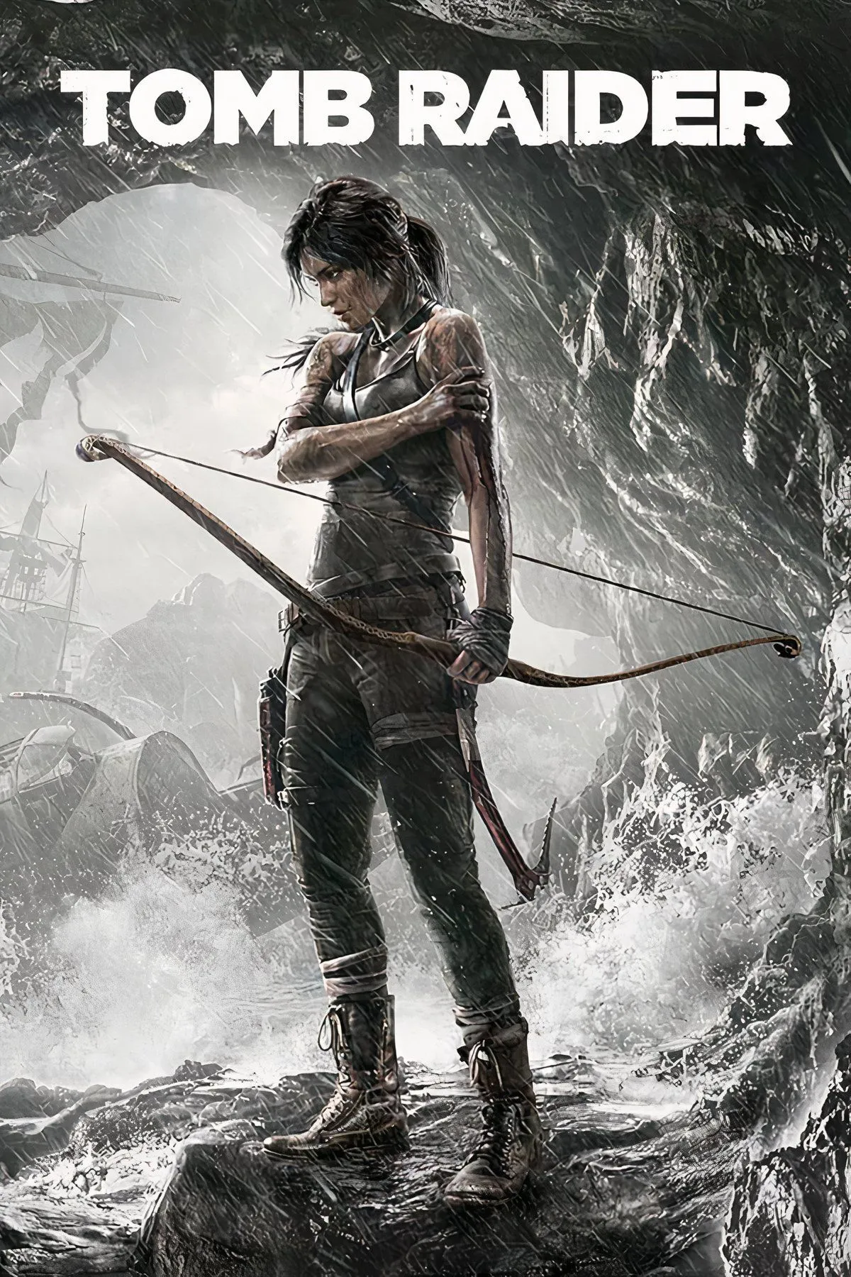 Hình ảnh Lara Croft trong game Tomb Raider 2013, thể hiện vẻ ngoài gai góc, thực tế và yếu tố sinh tồn của nhân vật.