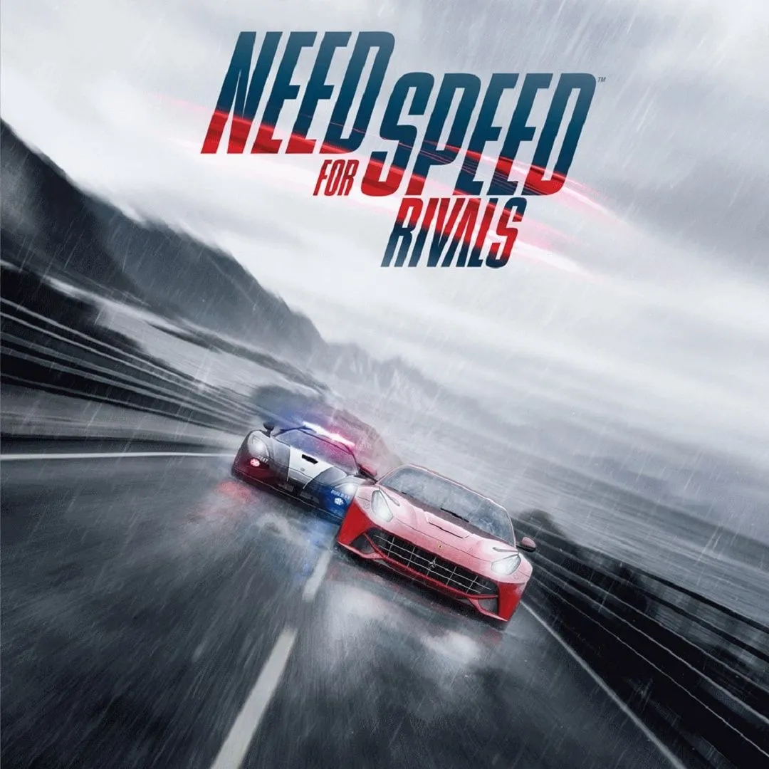 Hình ảnh minh họa game Need for Speed Rivals với cảnh rượt đuổi kịch tính giữa xe cảnh sát và xe đua, nổi bật yếu tố chiến đấu xe trong trò chơi.