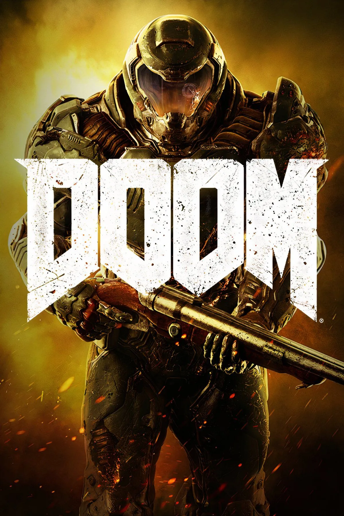Hình ảnh nhân vật Doom Slayer với vũ khí đặc trưng trong Doom 2016, thể hiện sự hung bạo và quyết liệt trong lối chơi.