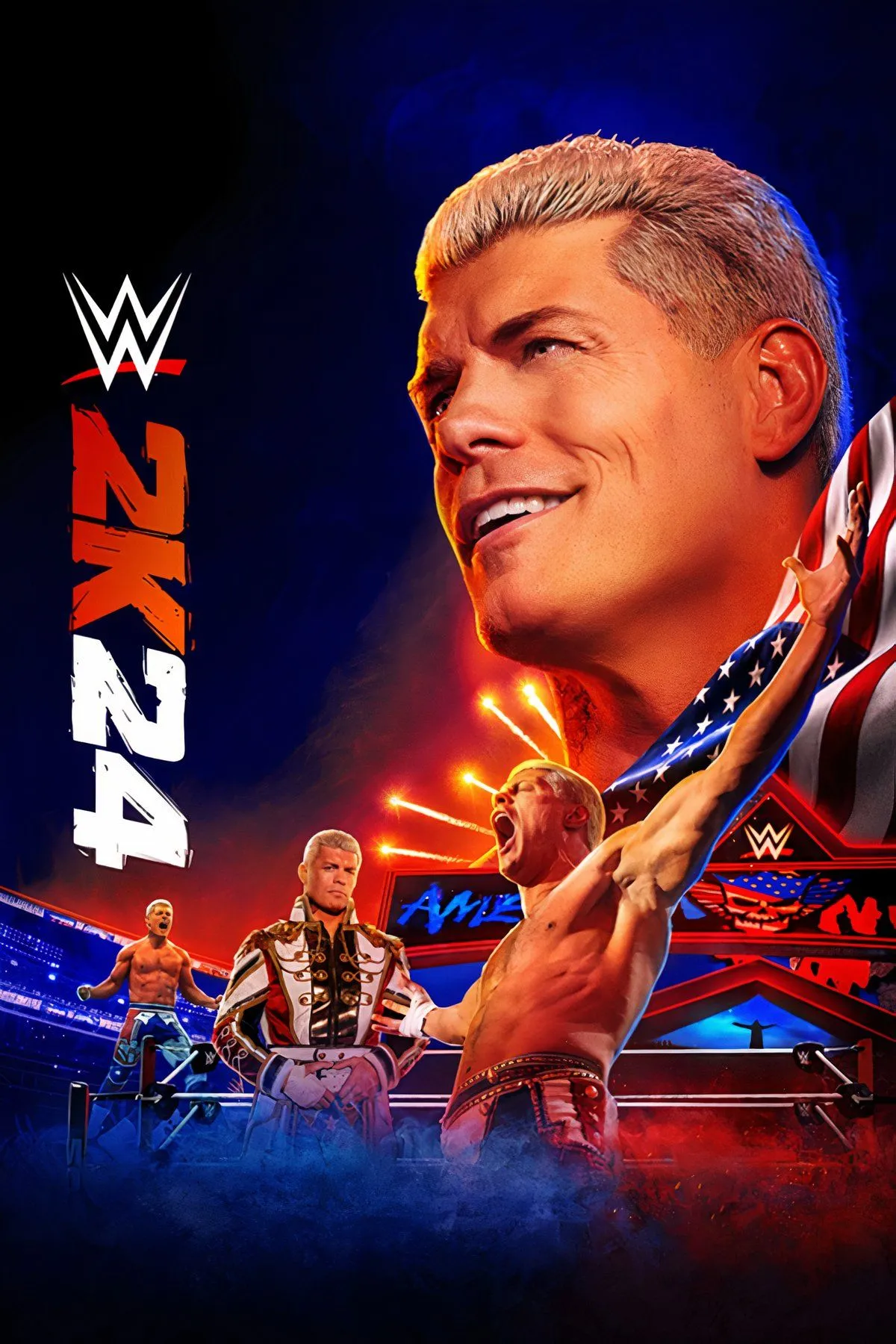 Hình ảnh quảng bá game WWE 2K24 với nhiều đô vật nổi bật