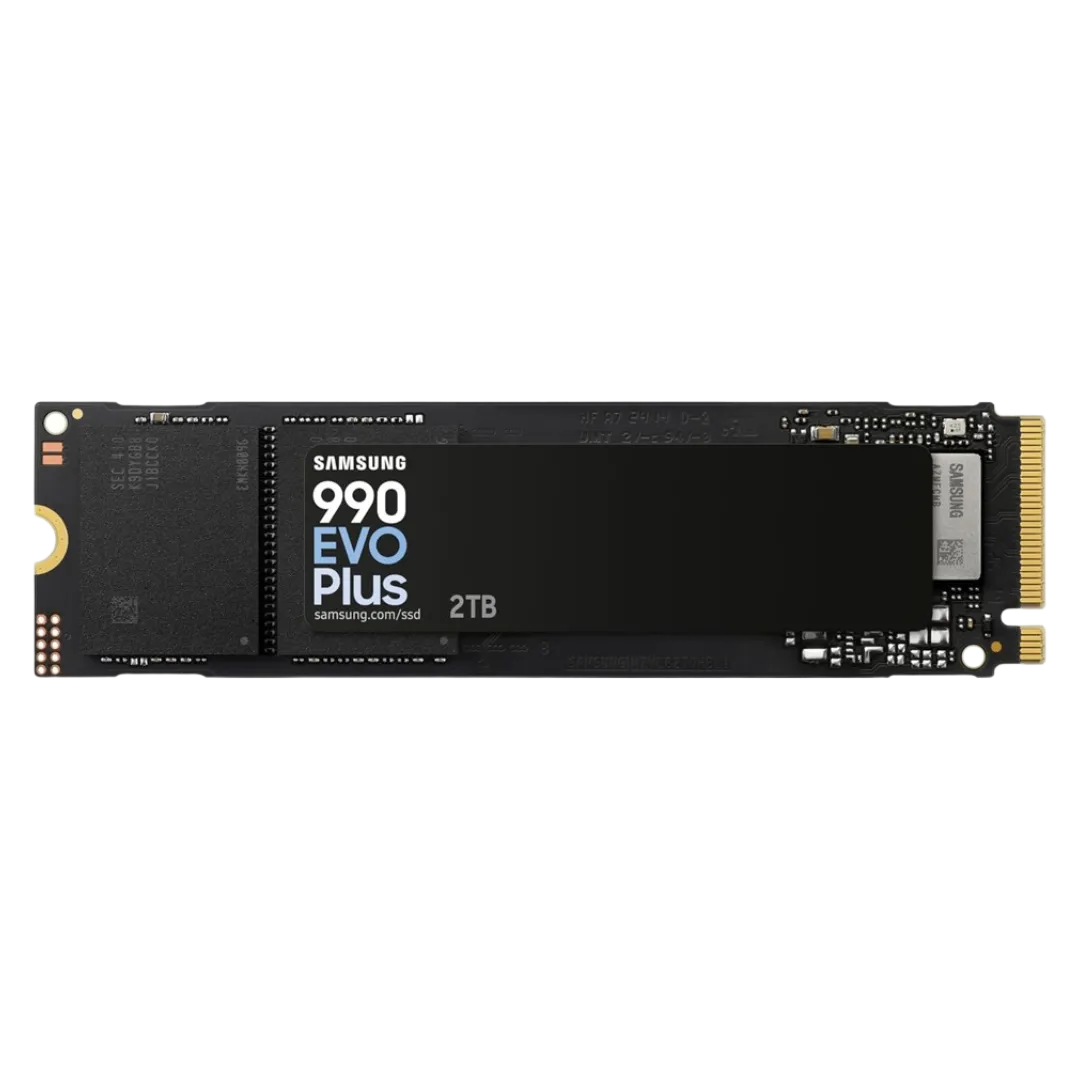 Hình ảnh render ổ cứng SSD Samsung 990 Evo Plus M.2 PCIe NVMe dung lượng 4TB, nổi bật với thiết kế mỏng gọn và hiệu năng cao.