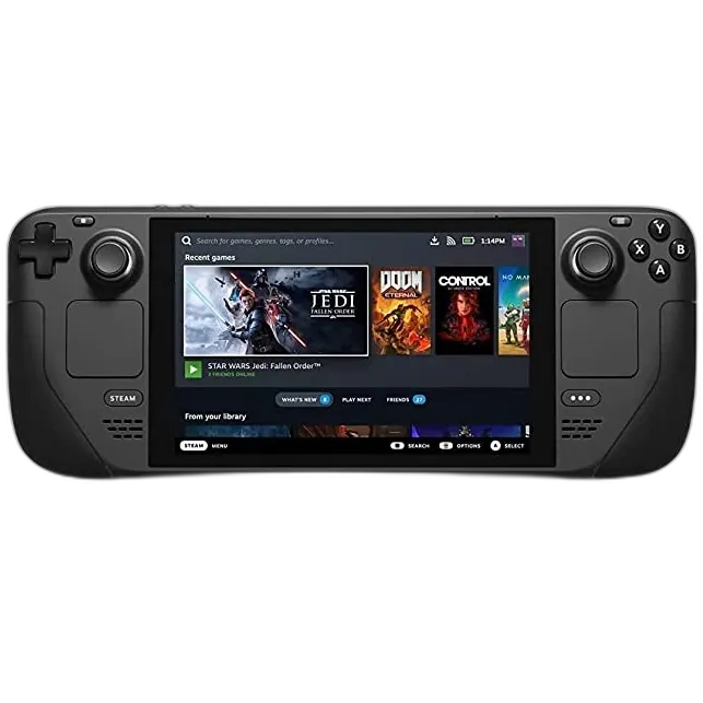 Hình ảnh Steam Deck từ trên cao, thiết bị chơi game cầm tay của Valve