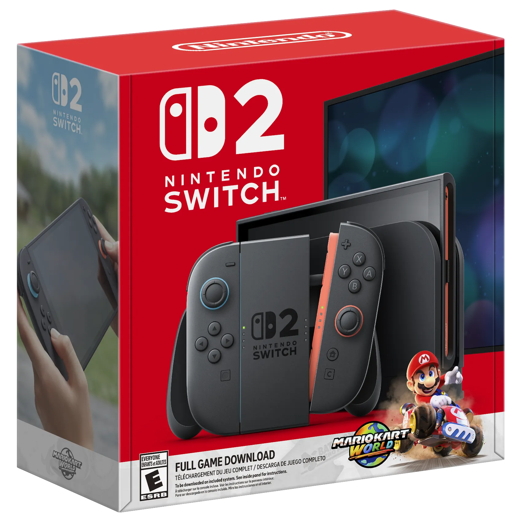 Hộp bundle Nintendo Switch 2 kèm game Mario Kart World, minh họa gói sản phẩm khi ra mắt.