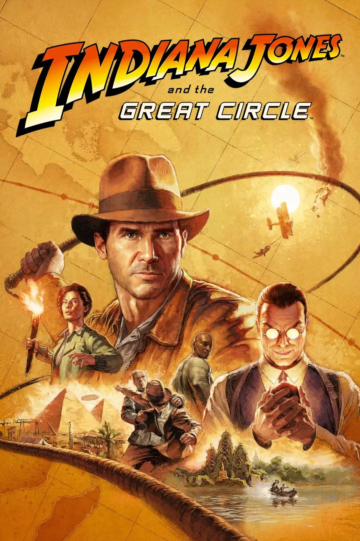 Indiana Jones trong một pha hành động kịch tính với chiếc roi đặc trưng trong game Great Circle