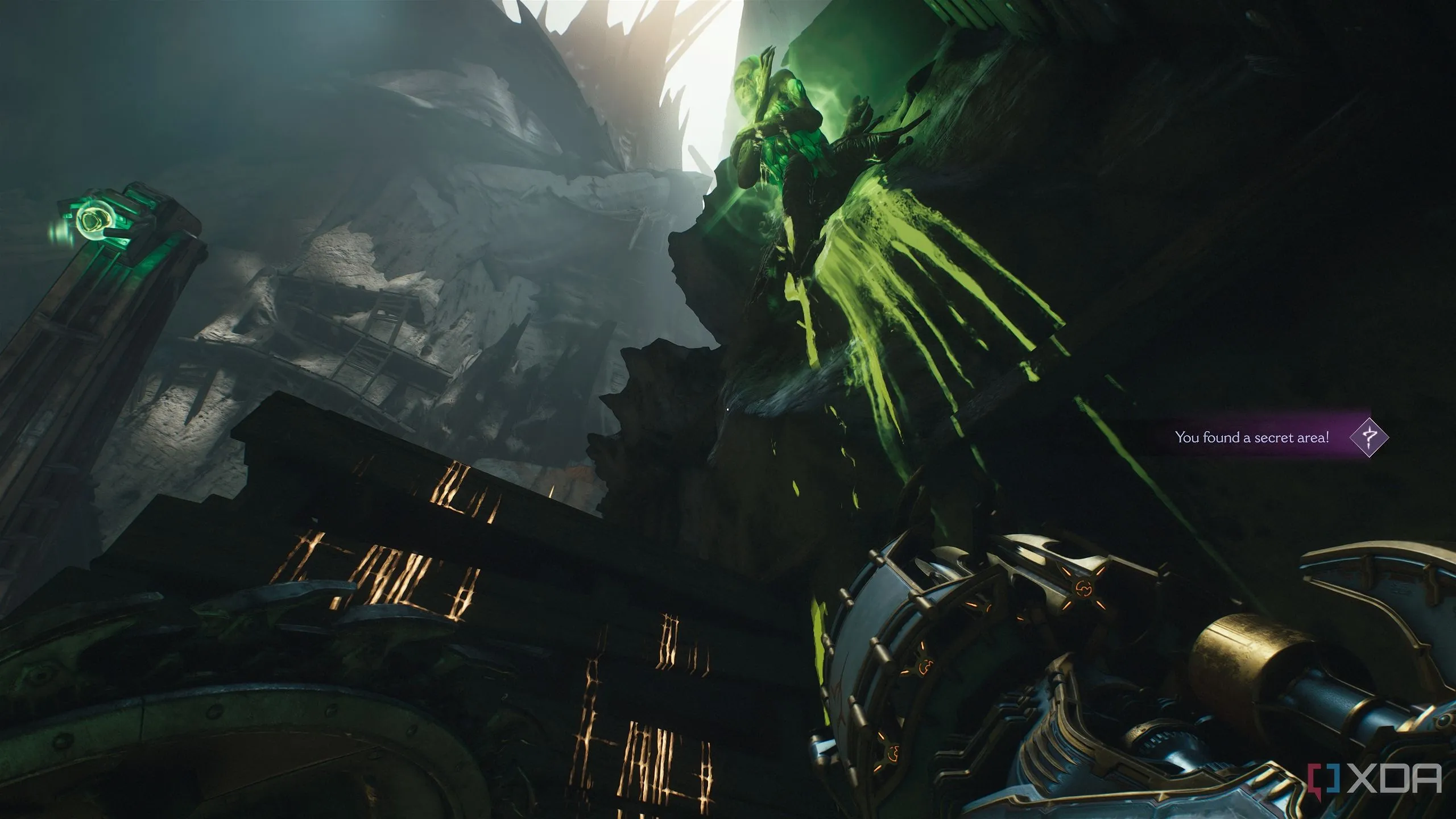 Khu vực bí mật 3 và nút thịt màu xanh lá cây trong Doom The Dark Ages