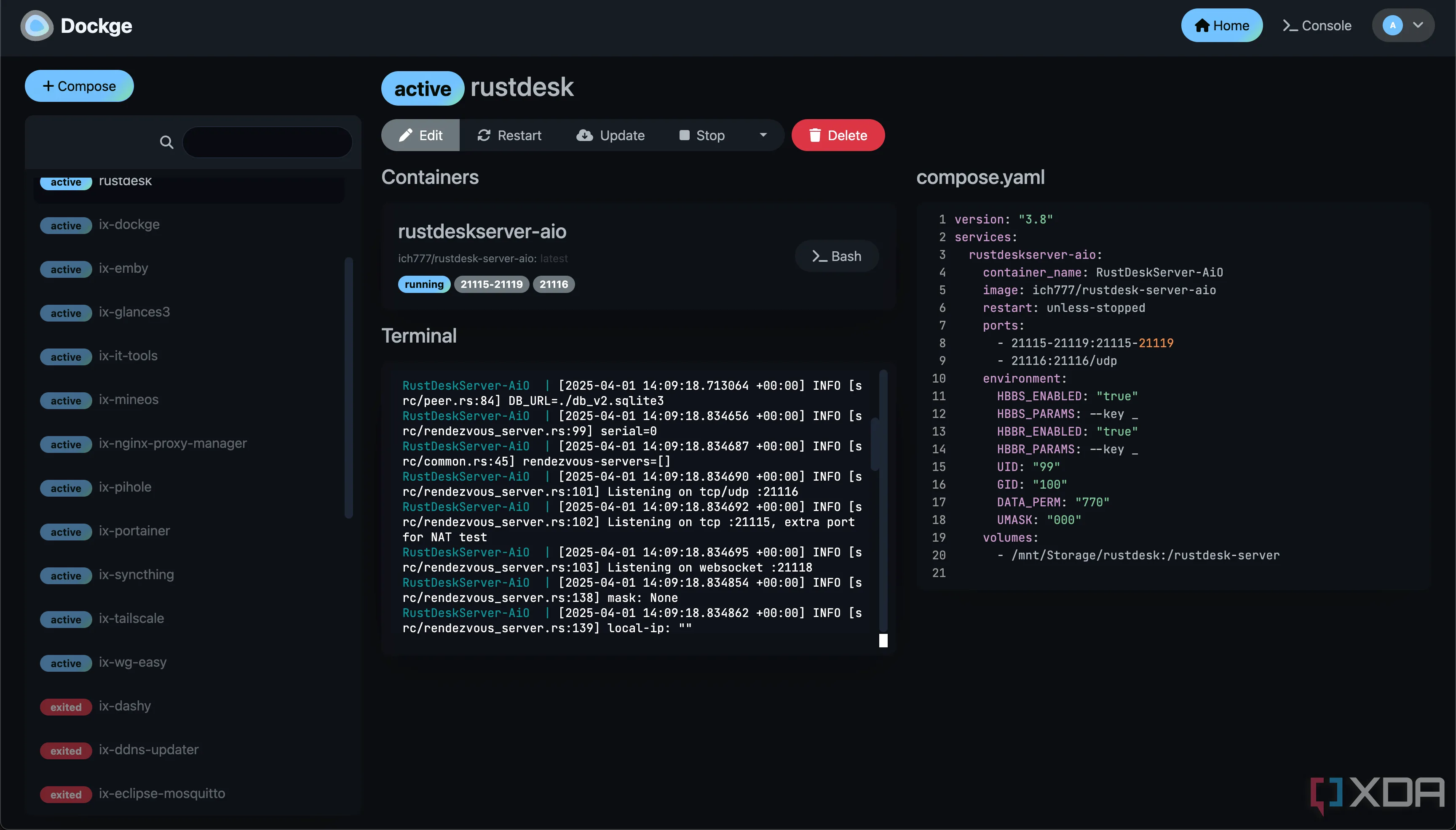 Kiến trúc triển khai RustDesk tự host trên Docker với Dockge