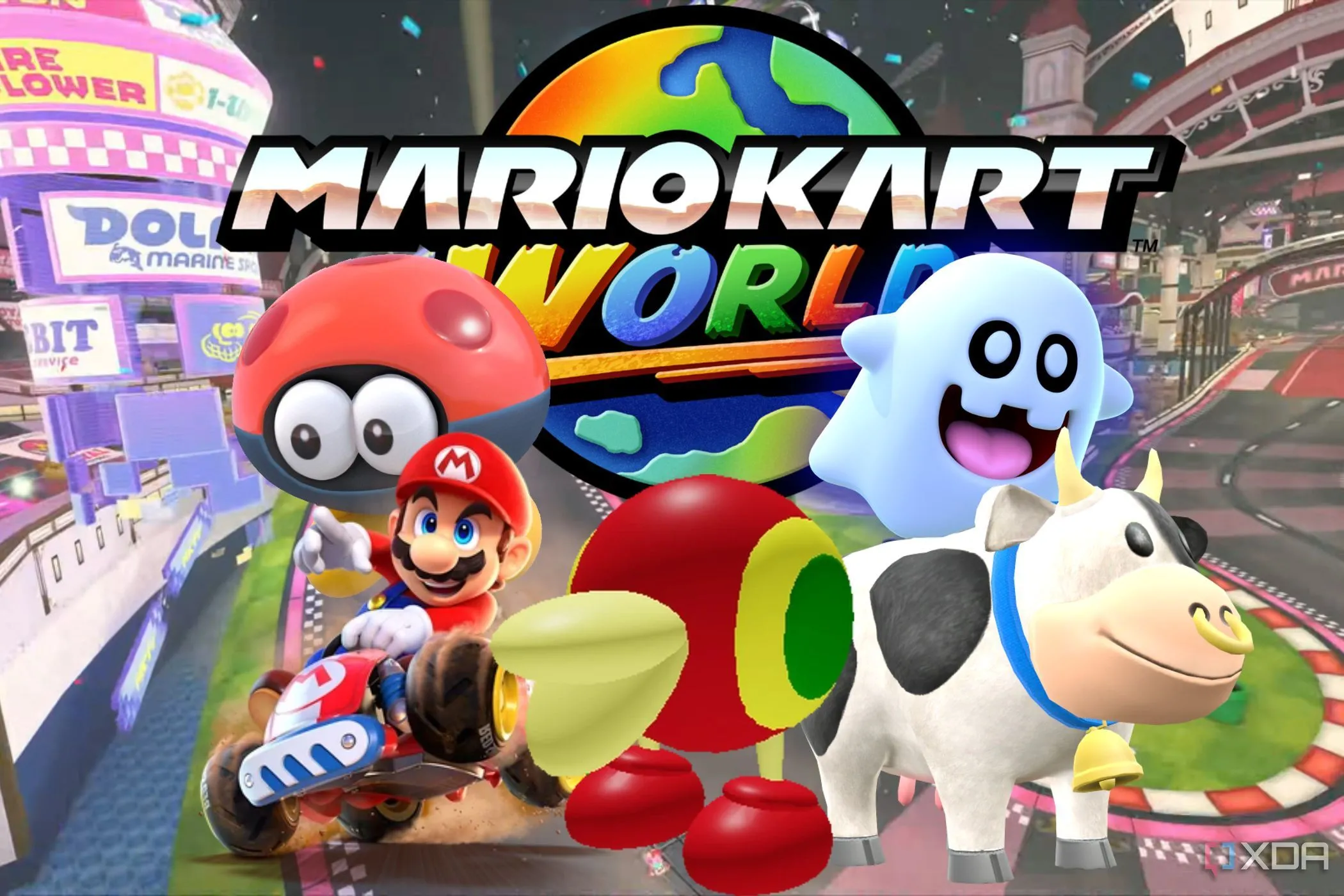 Logo game Mario Kart World cùng các nhân vật Nintendo quen thuộc, gợi ý nội dung đa dạng