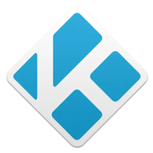 Logo Kodi với phông chữ đặc trưng và biểu tượng màu xanh nổi bật