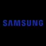 Logo Samsung màu xanh nổi bật, biểu tượng của sự kiện ra mắt Galaxy Z Fold 7 và Z Flip 7.