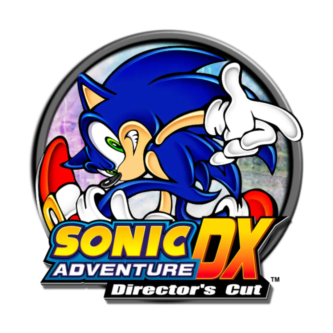 Logo tựa game Sonic Adventure DX trên nền xanh đặc trưng của dòng game Sonic