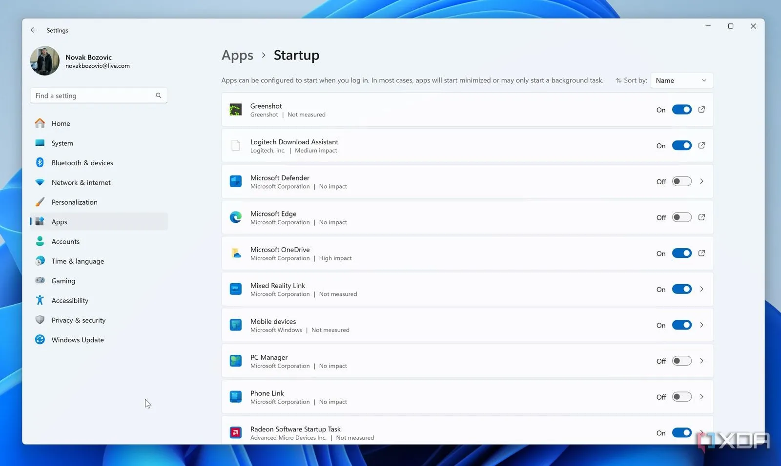 Màn hình cài đặt Ứng dụng khởi động trên Windows 11 để quản lý và tắt ứng dụng không cần thiết