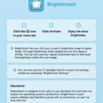 Màn hình giới thiệu ứng dụng Brightintosh với giao diện thân thiện, logo và thông báo chào mừng