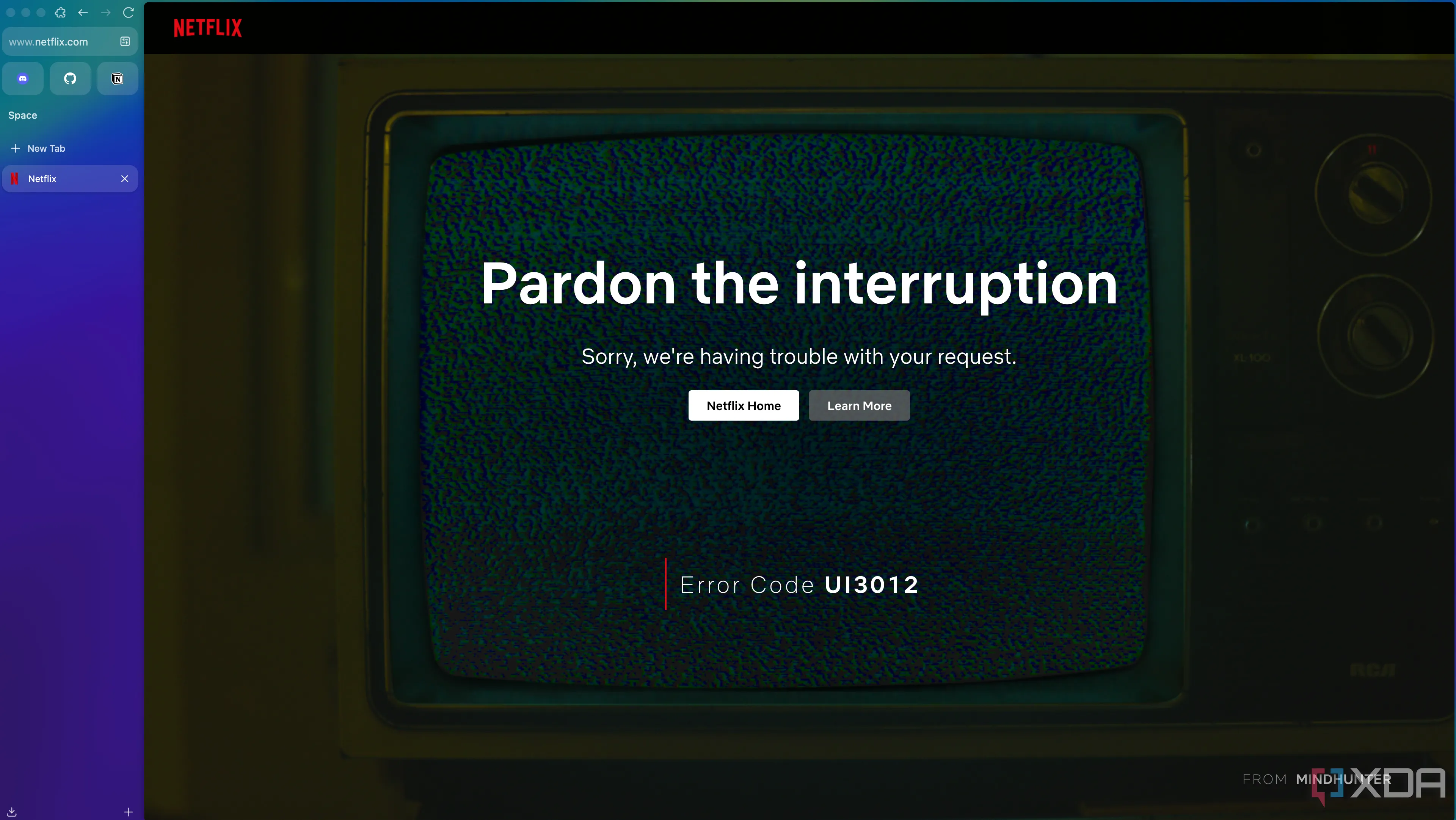 Màn hình Netflix hiển thị thông báo lỗi về nội dung DRM trên trình duyệt Zen, minh họa sự cố khi xem phim trực tuyến.