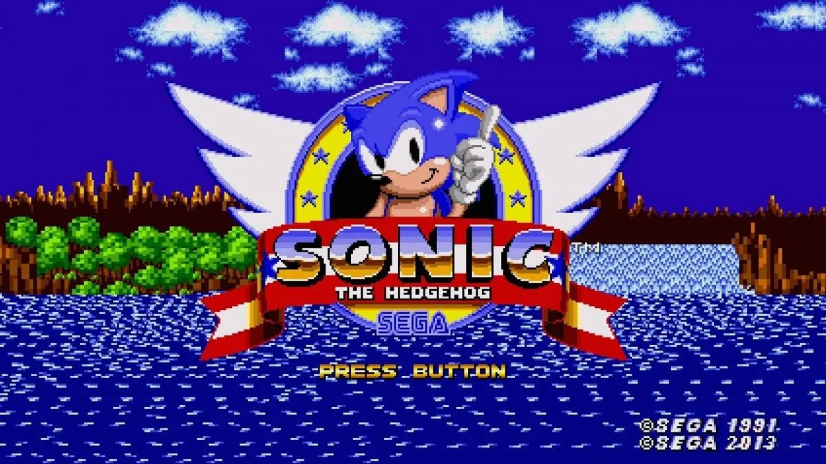 Màn hình tiêu đề game Sonic the Hedgehog trên Sega Genesis