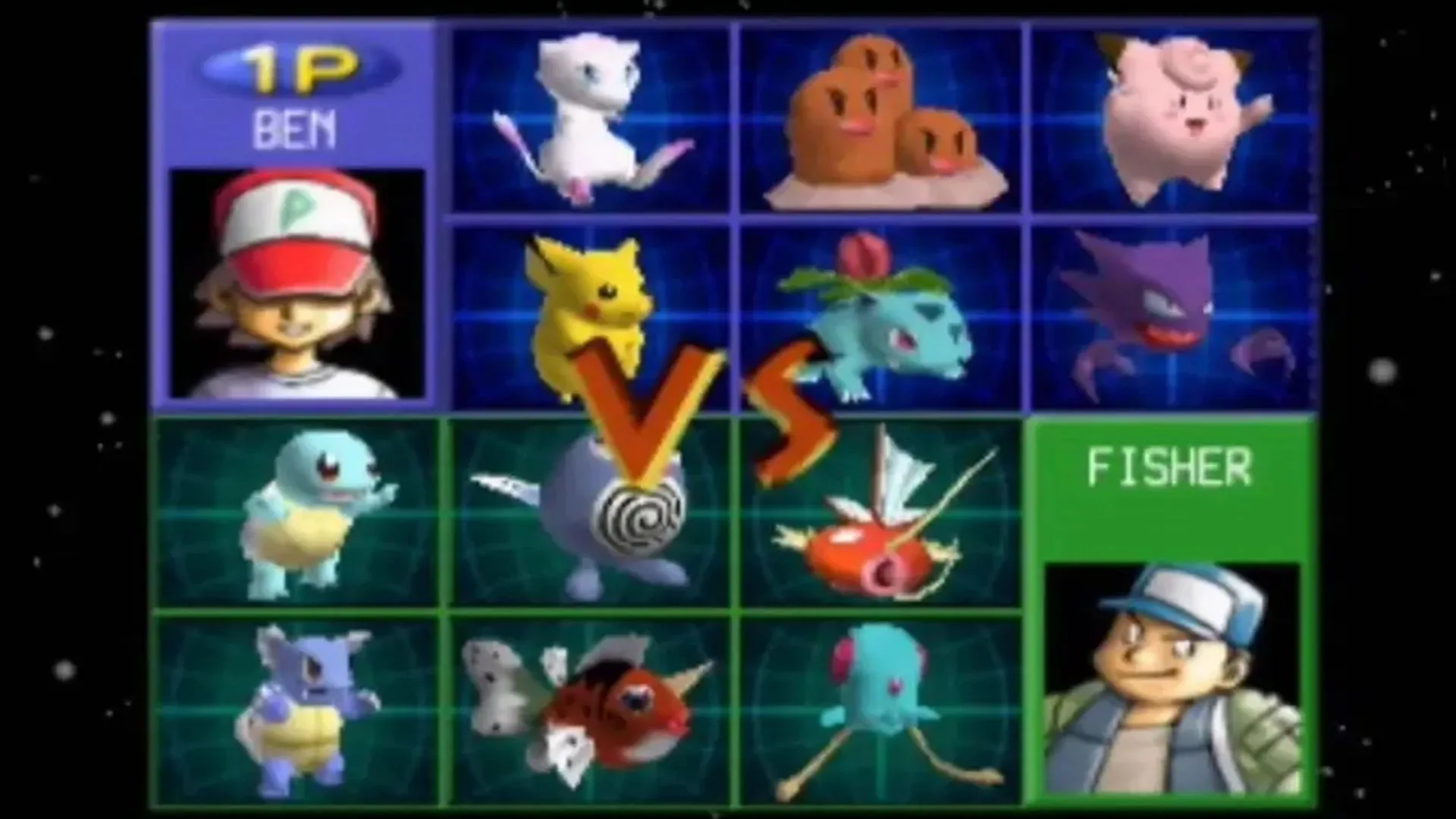Màn hình trò chơi Pokémon Stadium trên Nintendo 64, thể hiện khả năng liên kết với Game Boy thông qua Transfer Pack