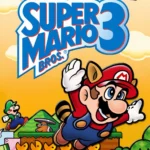 Mario đang nhảy múa trên nền cảnh pixel màu sắc trong Super Mario Advance 4