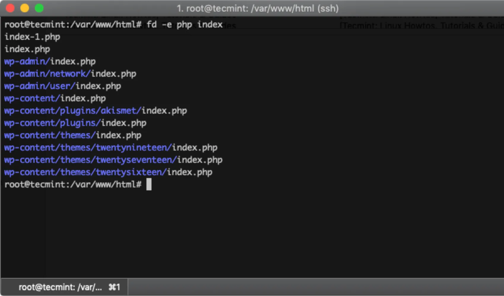 Minh họa lệnh fd tìm kiếm chuỗi trong các tệp trên hệ điều hành Linux