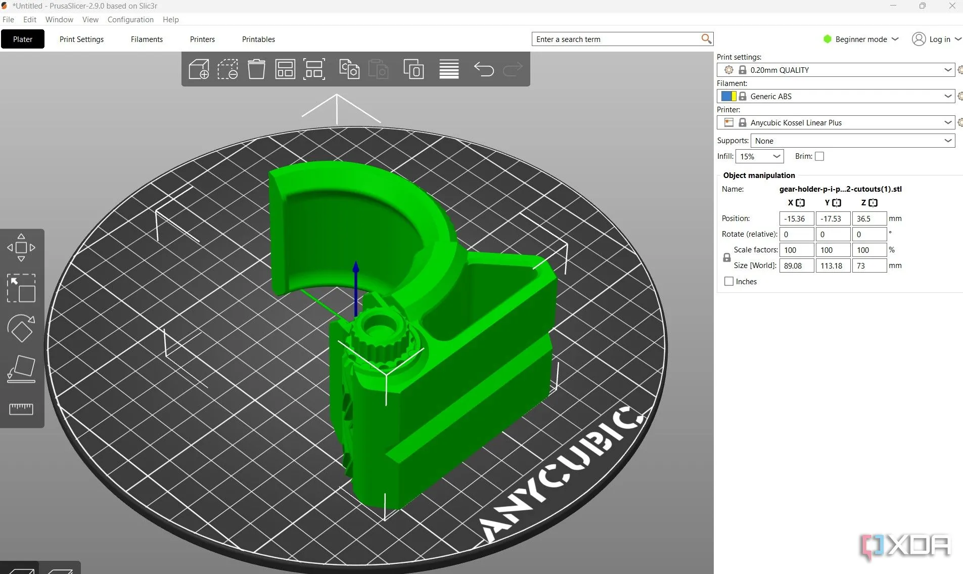 Mô hình 3D đang được cắt lát và chuẩn bị in trên giao diện PrusaSlicer