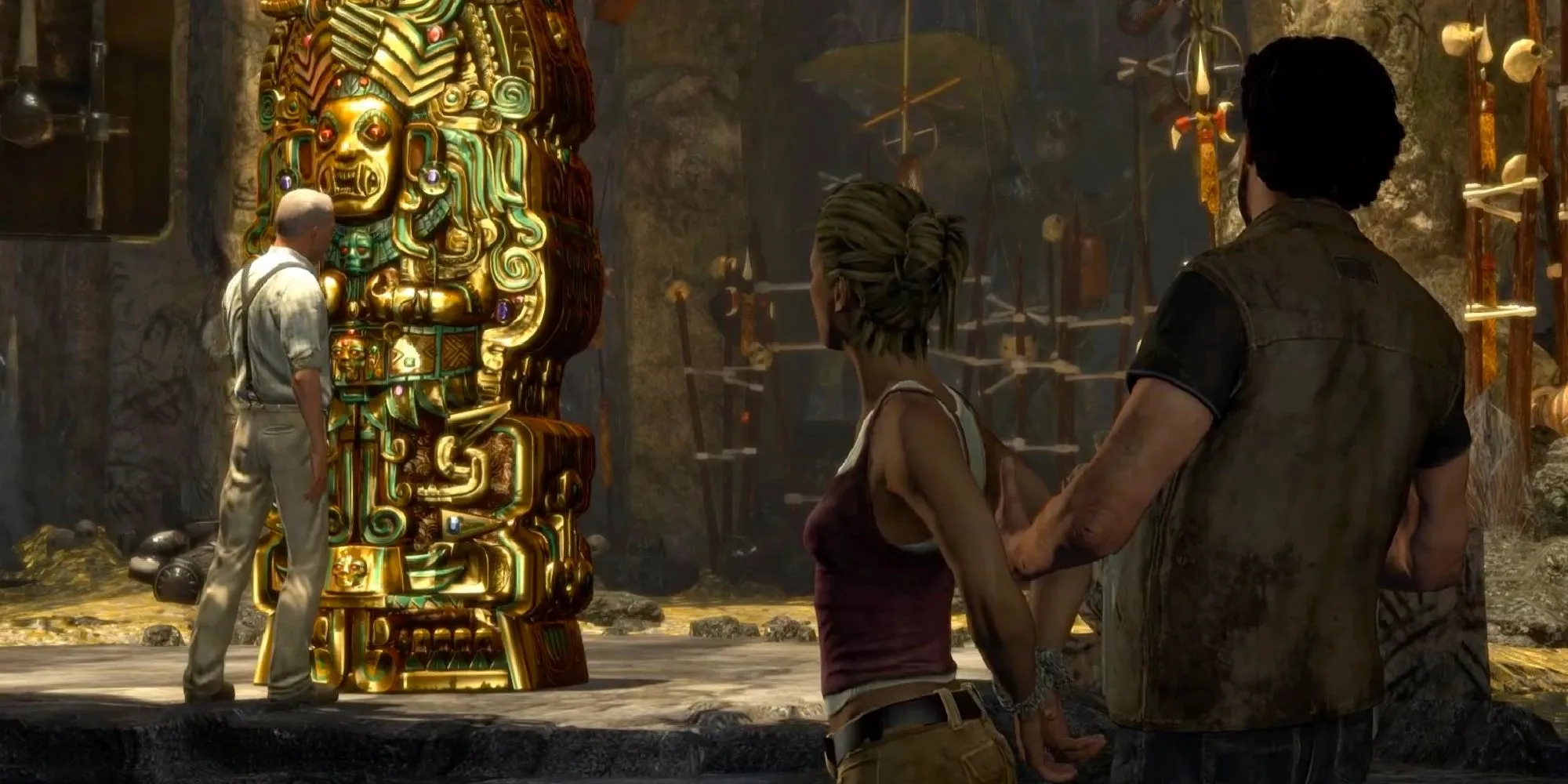 Nathan Drake trong Uncharted: Drake's Fortune, cận cảnh khuôn mặt và biểu cảm, cho thấy sự chi tiết trong đồ họa nhân vật của game.