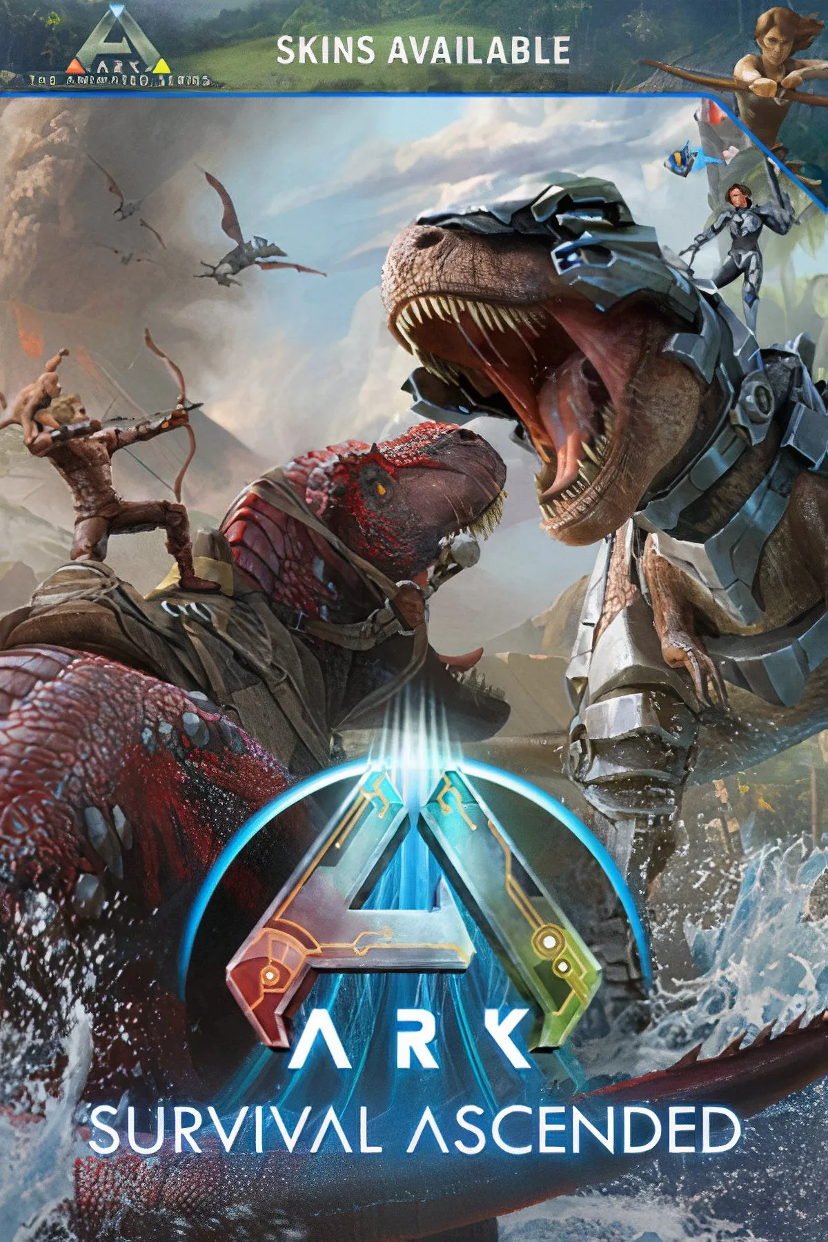 Người chơi cưỡi khủng long T-Rex khổng lồ trong thế giới tiền sử của game sinh tồn Ark: Survival Ascended