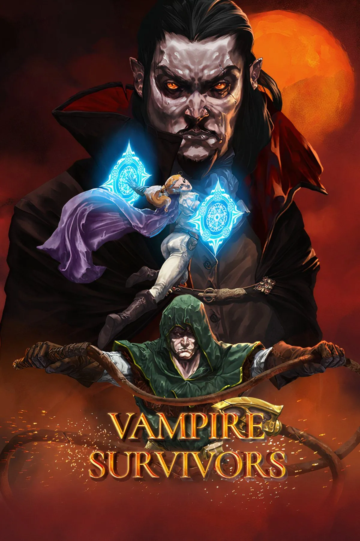 Nhân vật chiến đấu chống lại đám đông kẻ thù trong Vampire Survivors