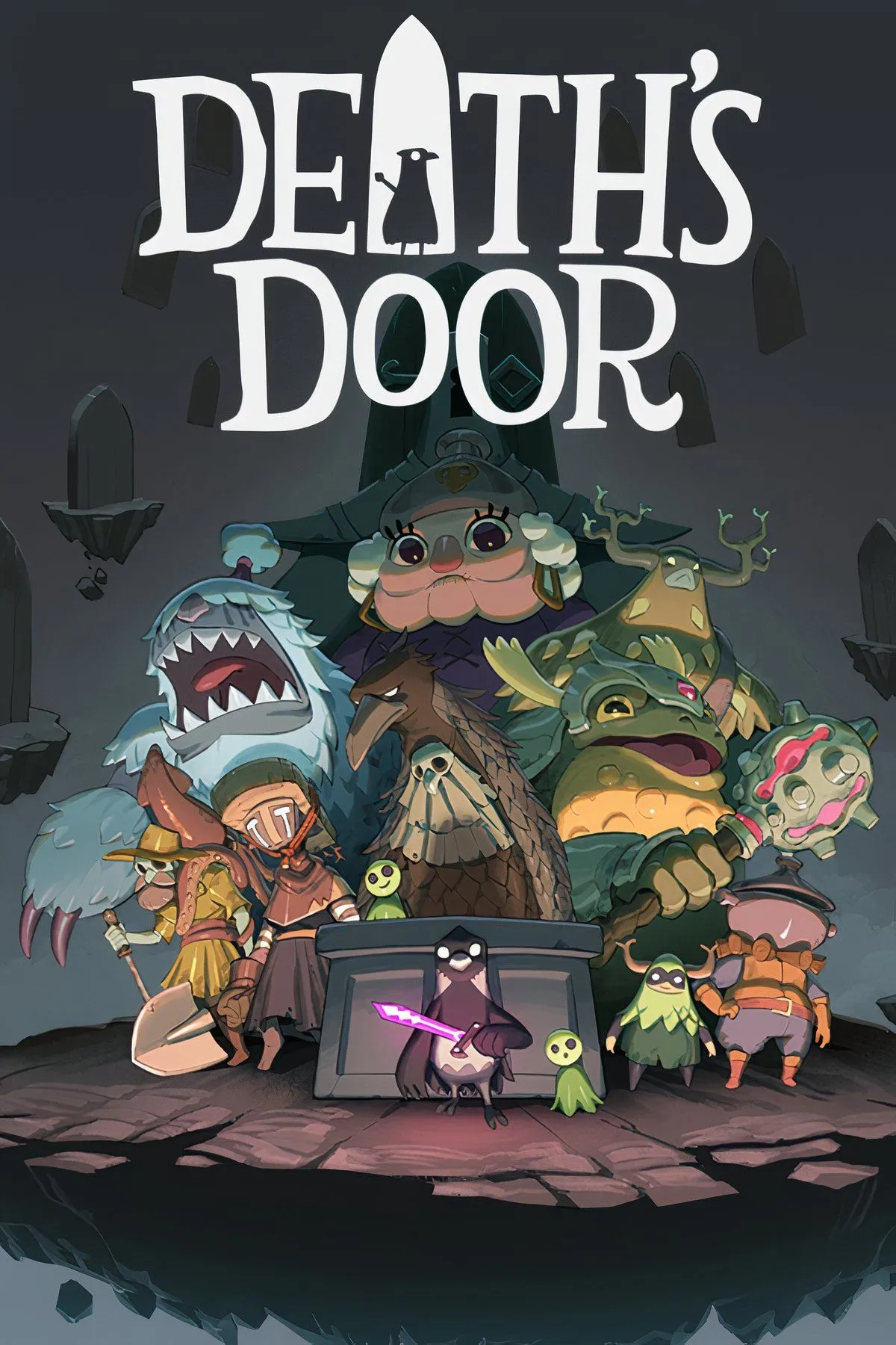 Nhân vật chính đầu quạ trong game Death's Door chiến đấu với boss