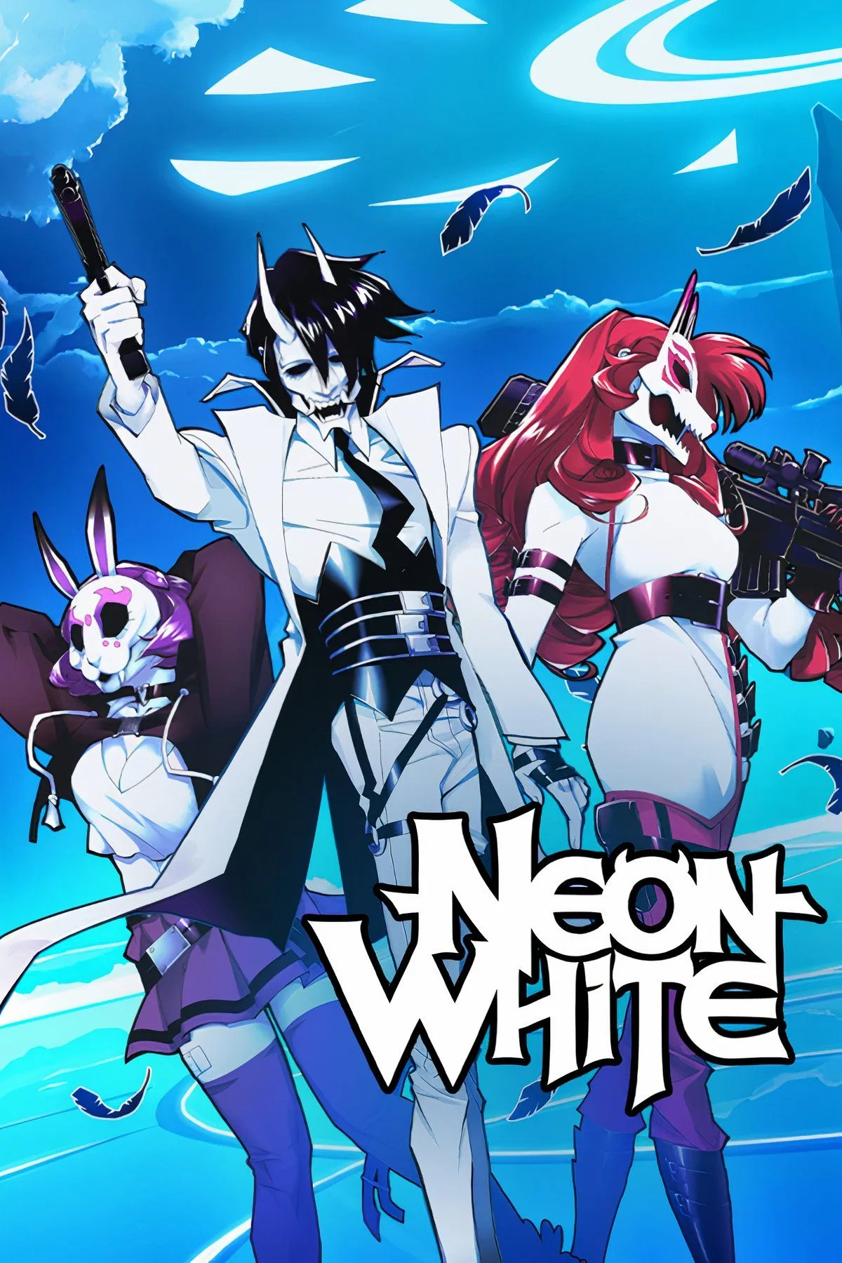 Nhân vật Neon White sử dụng kĩ năng đặc biệt trong môi trường game tốc độ cao