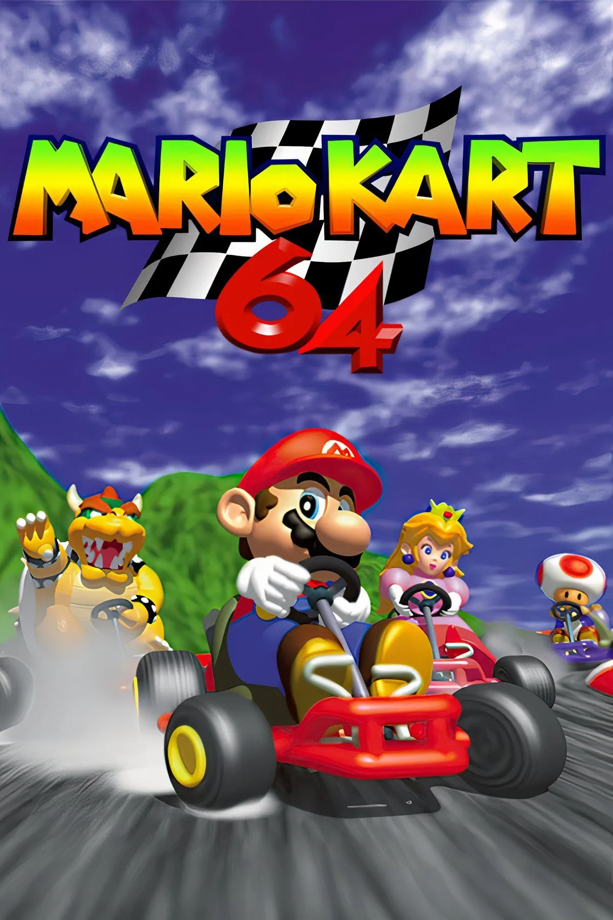 Nội dung game Mario Kart 64 hiển thị thông tin về thể loại và hệ thống.