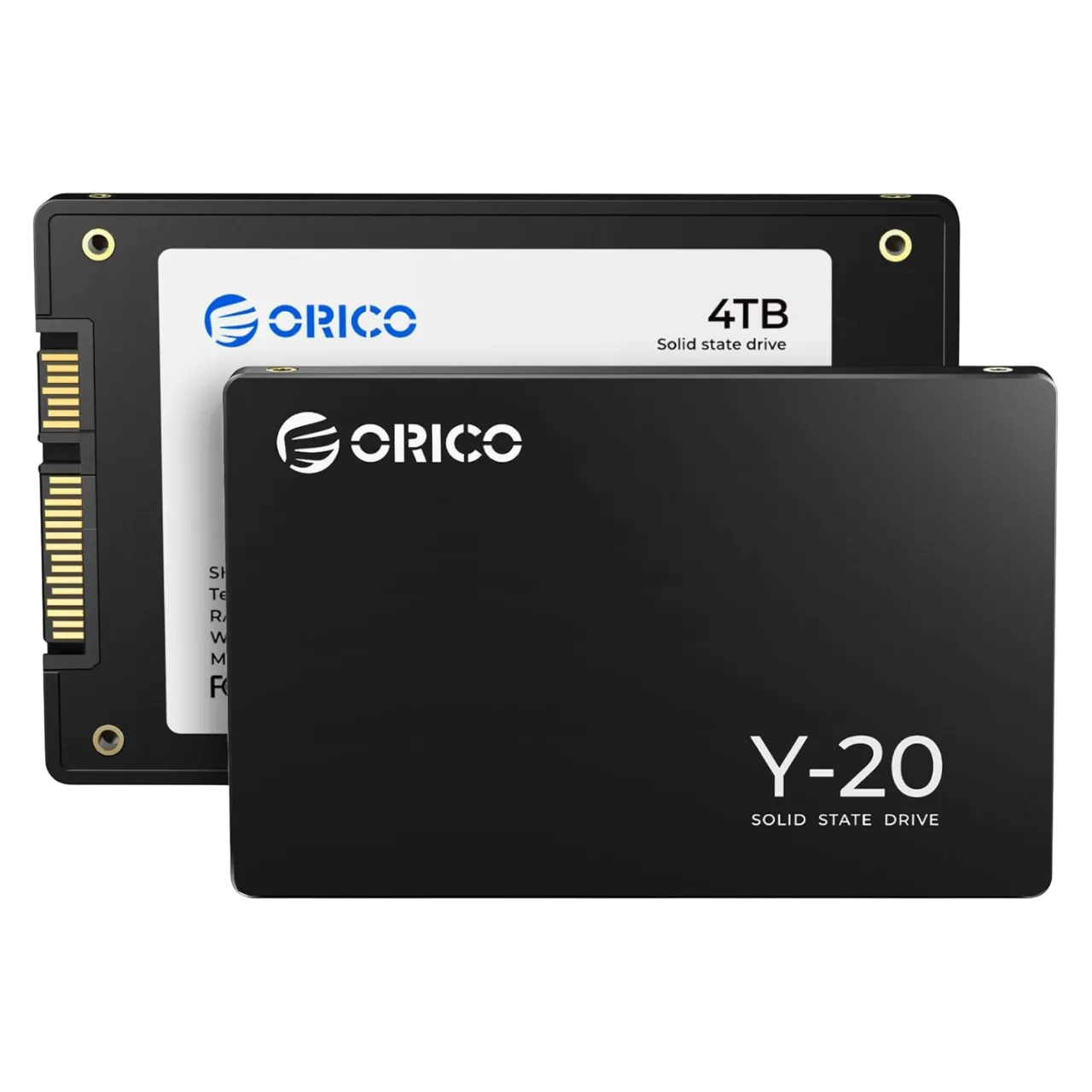 Ổ cứng SSD SATA ORICO 4TB màu đen nổi bật trên nền xanh