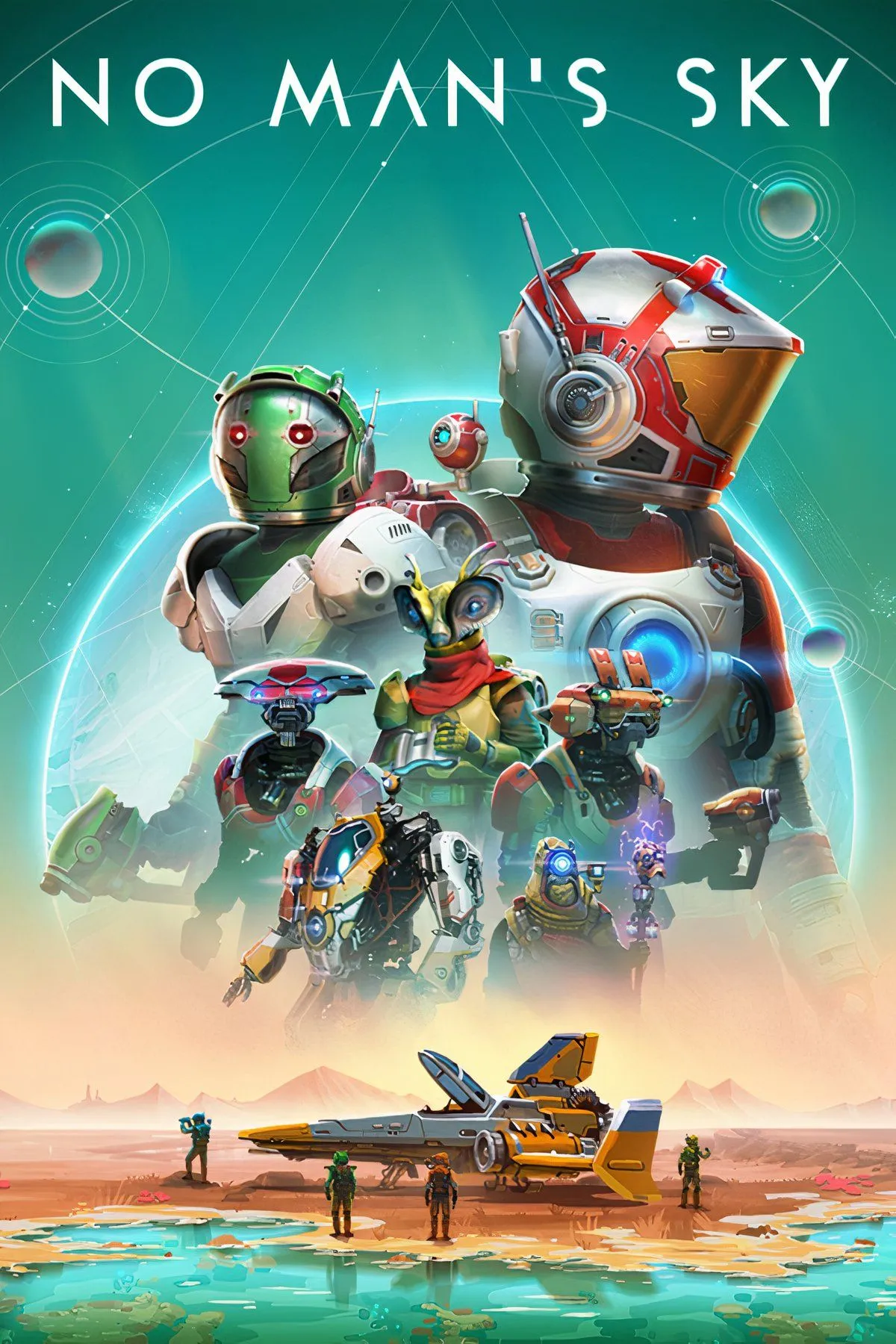 Phi thuyền không gian đang bay qua một hành tinh kỳ lạ với thảm thực vật ngoài hành tinh trong No Man's Sky, tượng trưng cho sự khám phá vũ trụ vô tận của game.