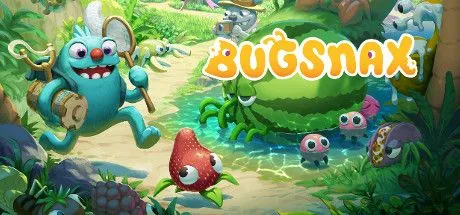 Poster game Bugsnax với các sinh vật nửa côn trùng nửa đồ ăn
