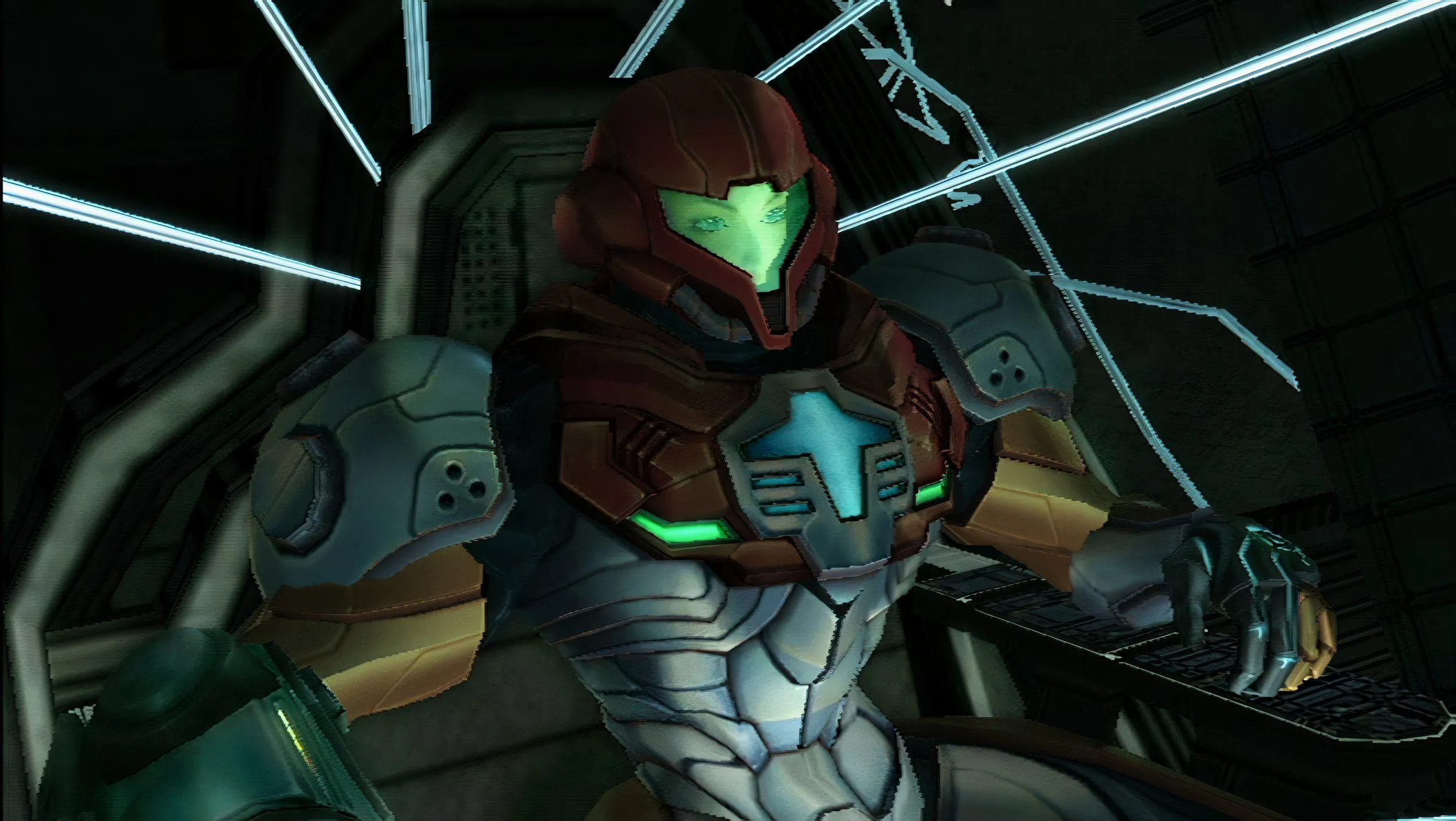 Samus đối mặt với một kẻ thù trong Metroid Prime 3, cho thấy sự đa dạng trong thiết kế quái vật và các pha hành động căng thẳng, thu hút game thủ năm 2007.