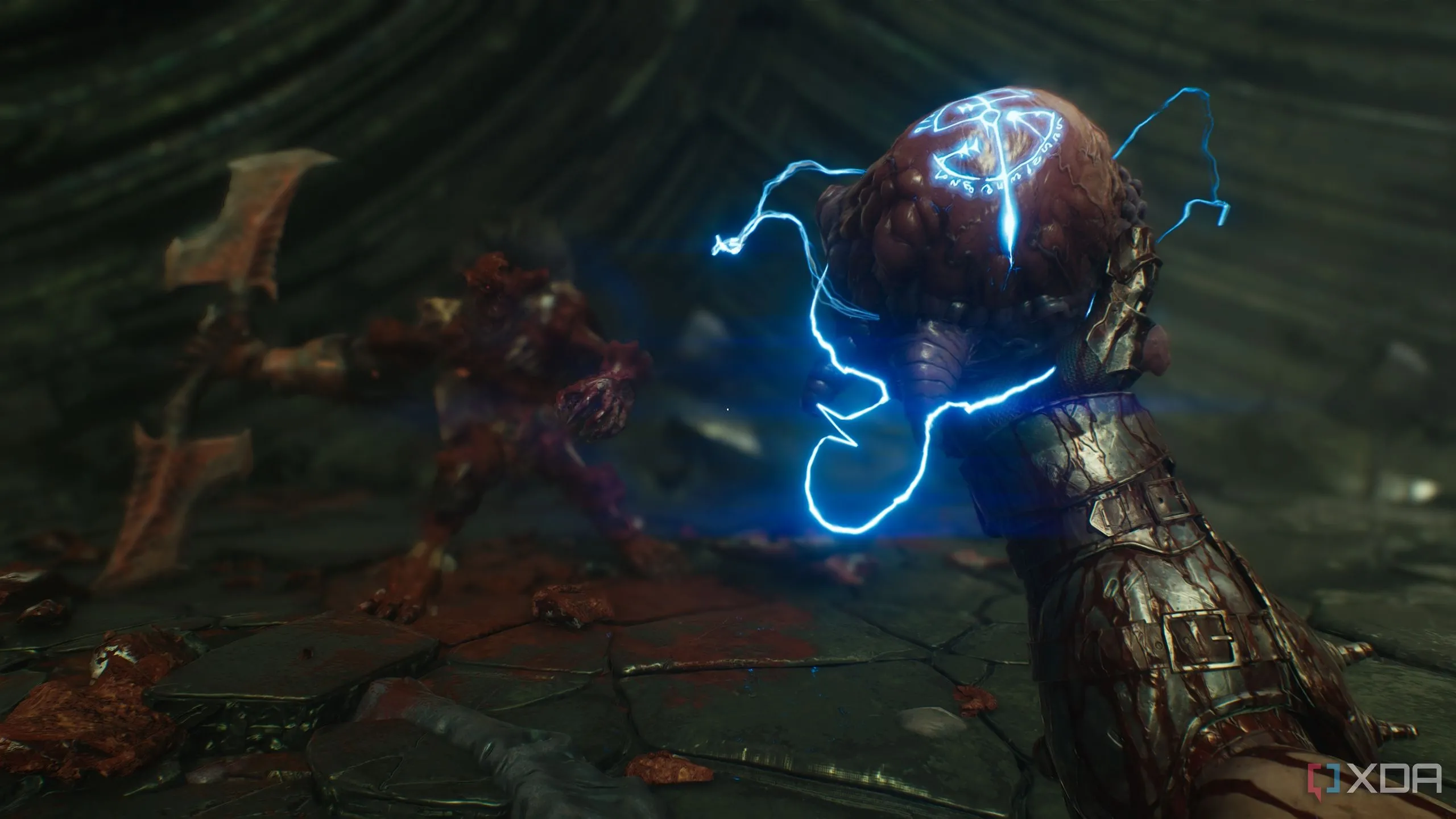 Slayer đang giữ một Tinh chất Quỷ hồi máu tối đa trong Chương 15 của Doom: The Dark Ages.