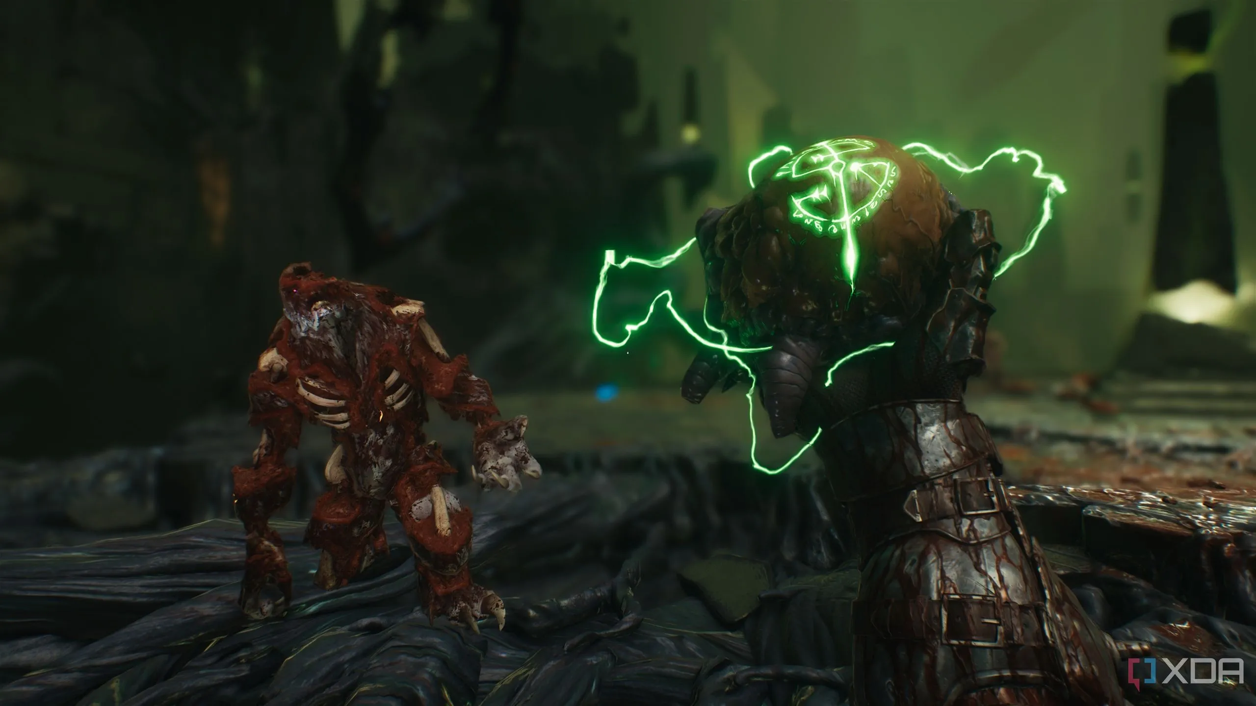 Slayer đang giữ một Tinh chất Quỷ tăng giáp tối đa trong Chương 15 của Doom: The Dark Ages.