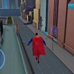 Superman bay lượn trong game Superman Shadow of Apokolips trên PlayStation 2