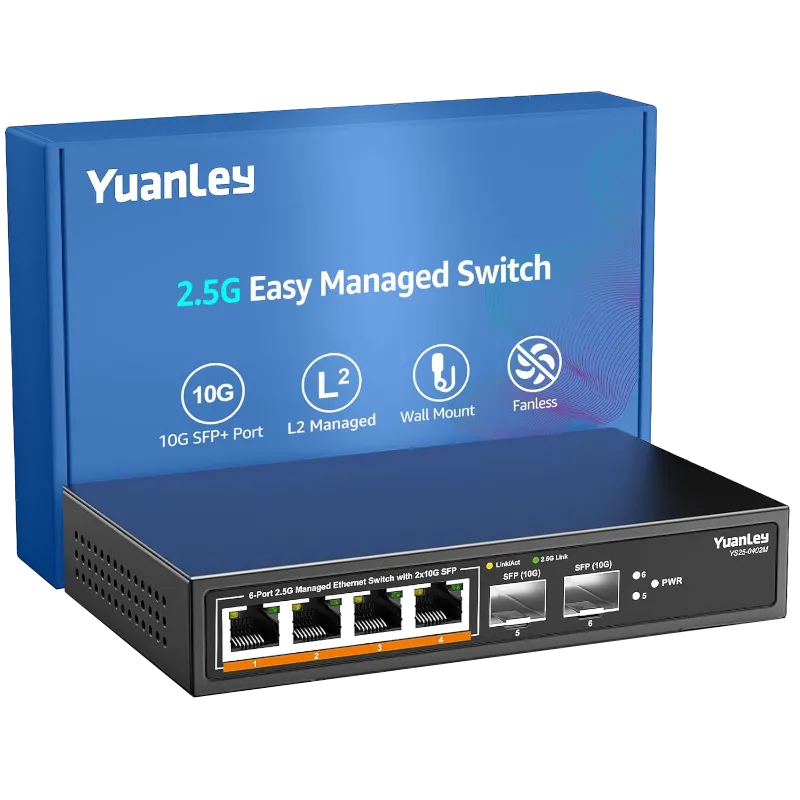Switch mạng YuanLey 6 cổng 2.5G với các cổng kết nối tốc độ cao