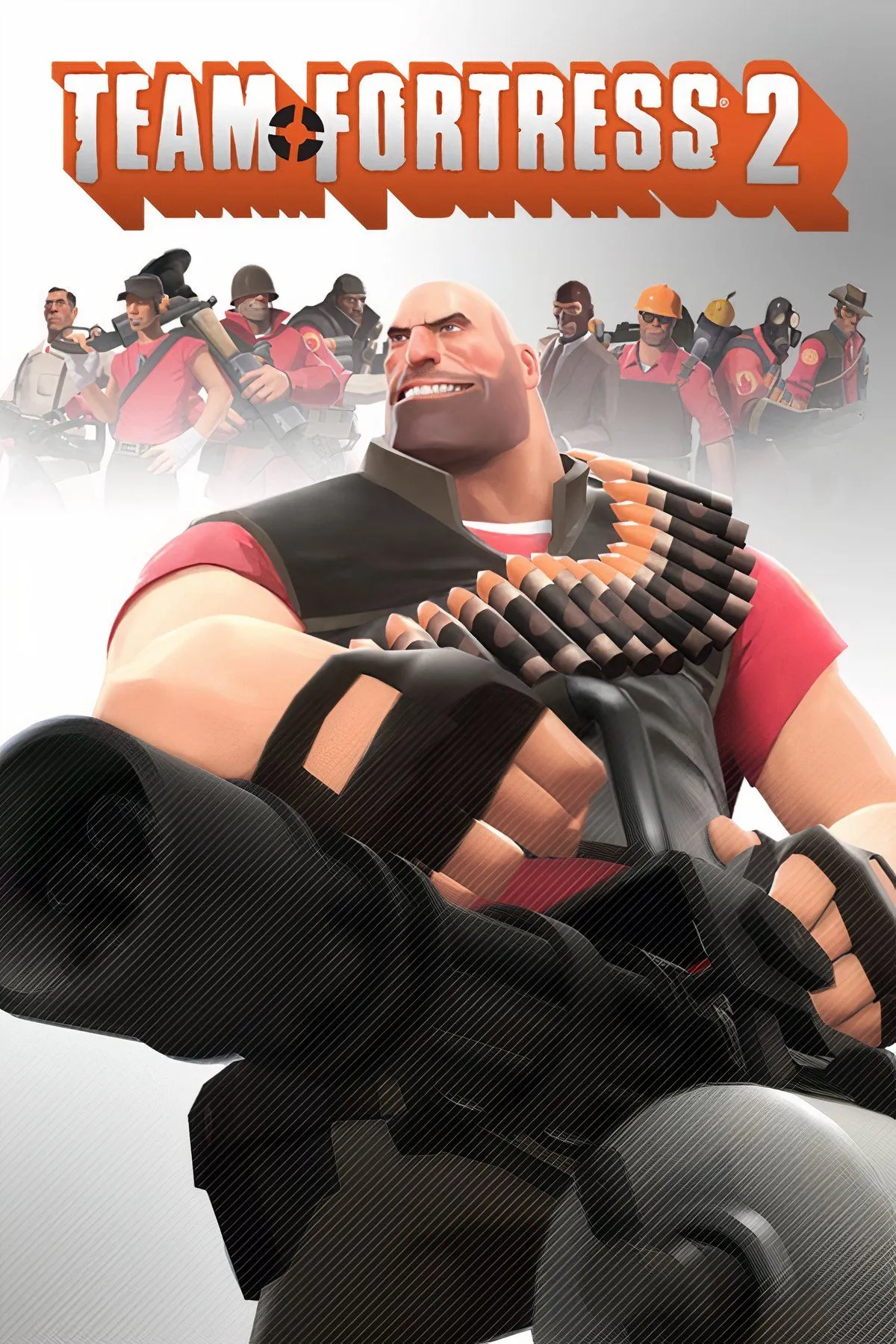 Tập hợp các hình ảnh từ Team Fortress 2, bao gồm các lớp nhân vật khác nhau và cảnh chiến đấu hài hước, minh họa lối chơi đồng đội và đồ họa độc đáo của game.