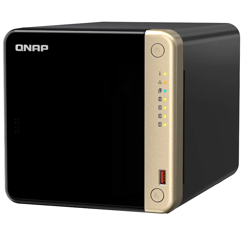 Thiết bị NAS QNAP TS-464, một lựa chọn mạnh mẽ cho máy chủ đa phương tiện tại nhà với hiệu suất cao.