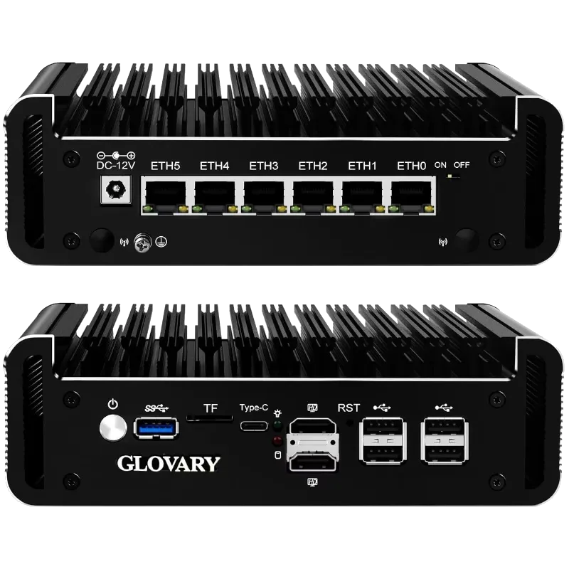 Thiết bị tường lửa Glovary N100 6L với nhiều cổng mạng
