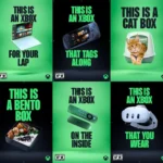 Thực tế ảo và điện thoại hiển thị quảng cáo Xbox Game Pass với dòng chữ "This is an Xbox"