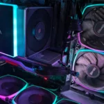 Thùng máy PC gaming tích hợp card đồ họa AMD Radeon RX 9070 XT và ánh sáng RGB bắt mắt.