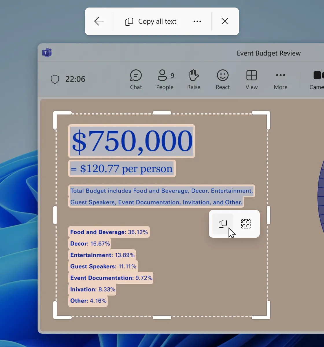 Tính năng trích xuất văn bản OCR trong Snipping Tool của Windows 11