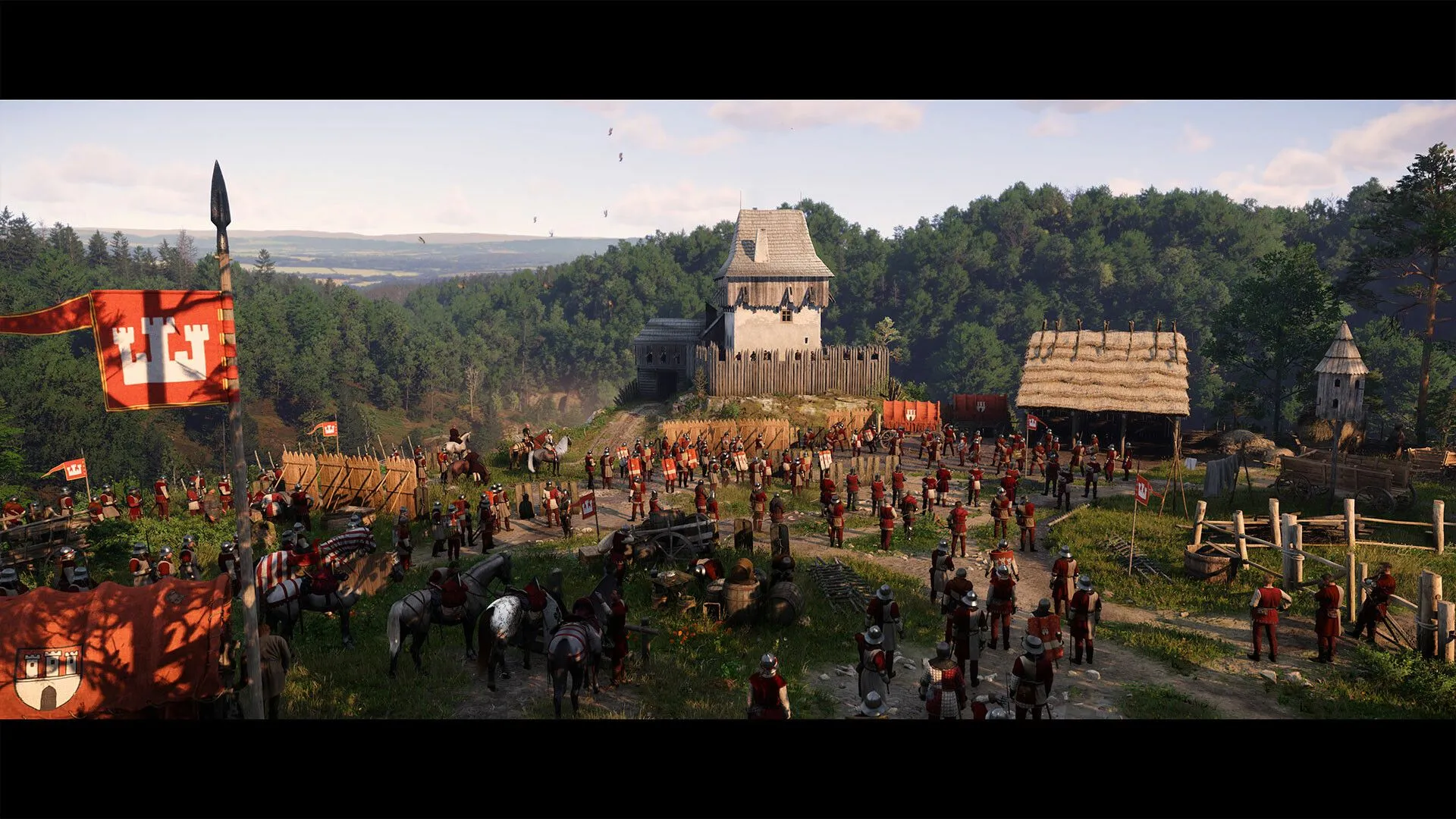 Trận chiến thời trung cổ trong Kingdom Come Deliverance 2 với binh lính và lâu đài
