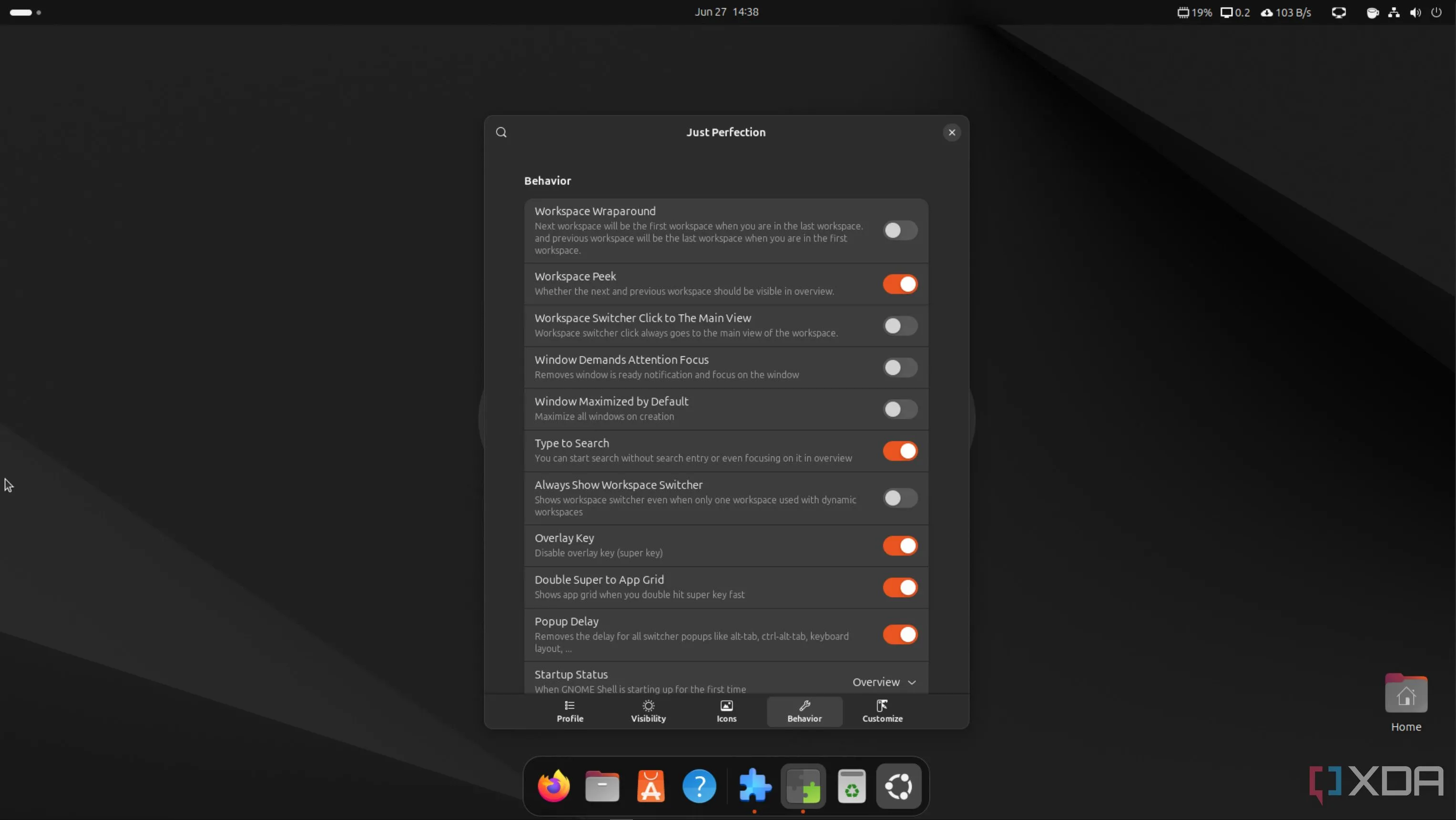 Tùy chỉnh giao diện GNOME sâu rộng với tiện ích Just Perfection trên Ubuntu