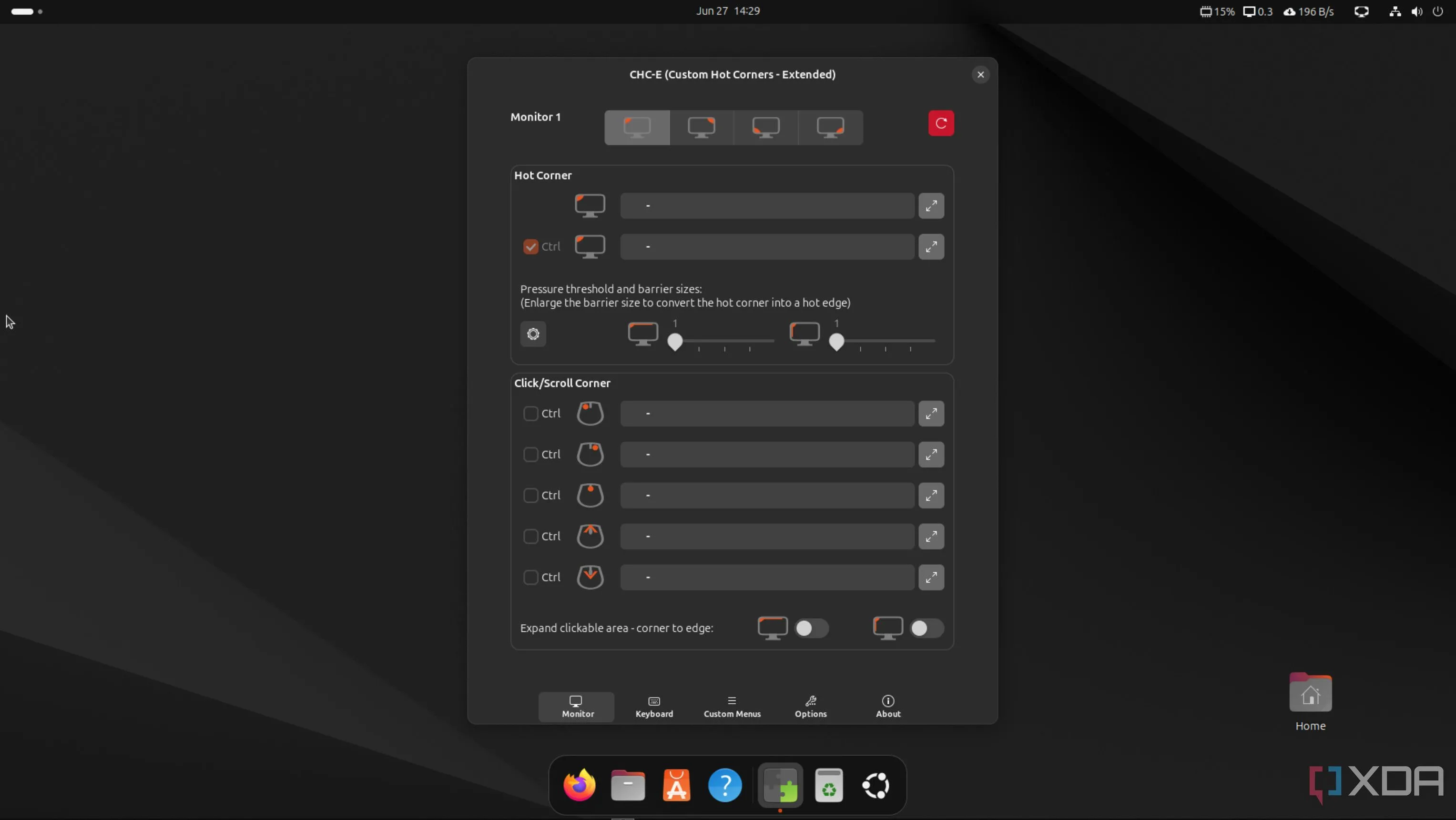 Tùy chỉnh góc nóng với tiện ích Custom Hot Corners trên GNOME Ubuntu